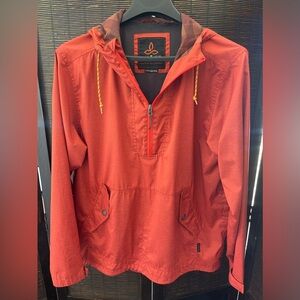PRANA  Men’s 1/4 zip pullover Jacket Size Large Orange Tone Long Sleeve Size XL